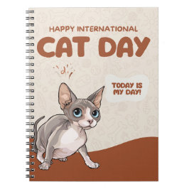 Caderno Espiral International Cat Day Sphynx Celebration Art