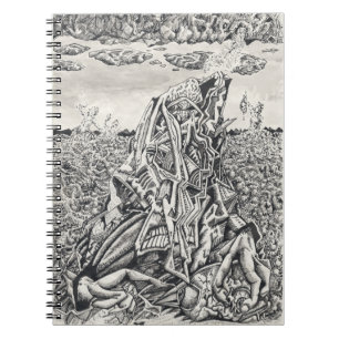 Caderno Espiral Intimidação, desenho a tinta nanquim