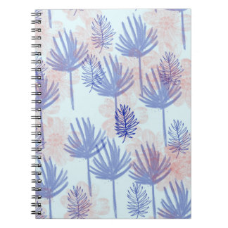 Caderno Espiral Into the blue. Muster mit Blättern in Blau