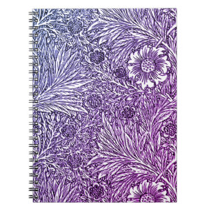 Caderno Espiral Intrair Design floral em matizes roxos e brancos