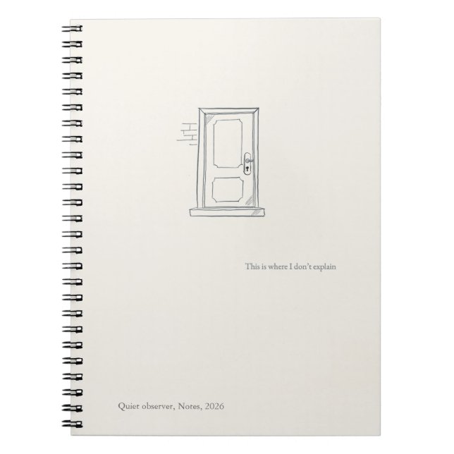 Caderno Espiral Introvert Quiet Solitude Closed Door Notebook (Frente)