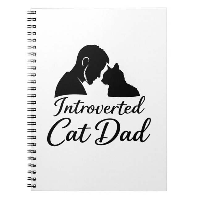 Caderno Espiral Introverted Cat Dad Vintage Silhouette Minimalist  (Frente)