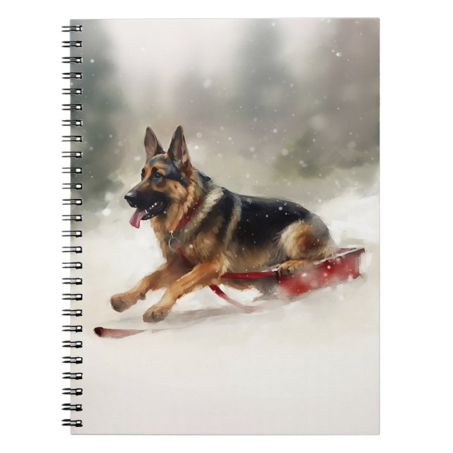 Caderno Espiral Inverno de german shepherd Natal (Frente)