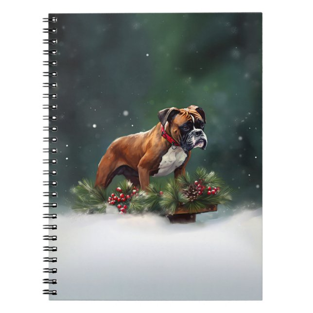 Caderno Espiral Inverno de neve de Natal Boxer (Frente)