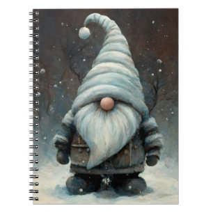 Caderno Espiral Inverno Gnomo em uma Floresta de Neve