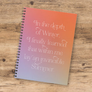 Caderno Espiral Invincible Summer Inspirational Quote Notebook