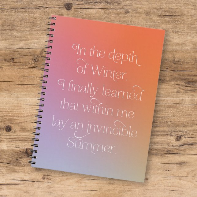 Caderno Espiral Invincible Summer Inspirational Quote Notebook (Criador carregado)