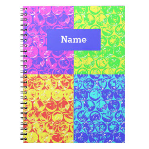Caderno Espiral Invólucro com bolhas de ar do pop art do arco-ír