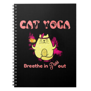 Caderno Espiral Ioga Gato Bonita - "Respire, Purga Out"