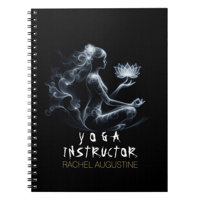 Caderno Espiral Ioga Instrutor Lotus Meditação Pose Brilhante (Frente)