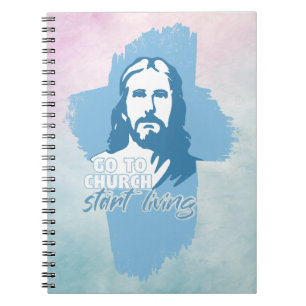 Caderno Espiral Ir Para A Igreja..! Jesus Cristo. Christian Preach