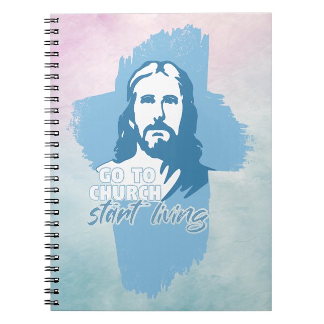 Caderno Espiral Ir Para A Igreja..! Jesus Cristo. Christian Preach (Frente)