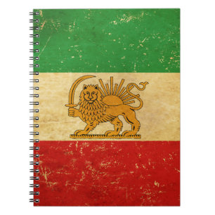 Caderno Espiral Irã Flag Lion e Sun Shah do Irã Flag Notebook