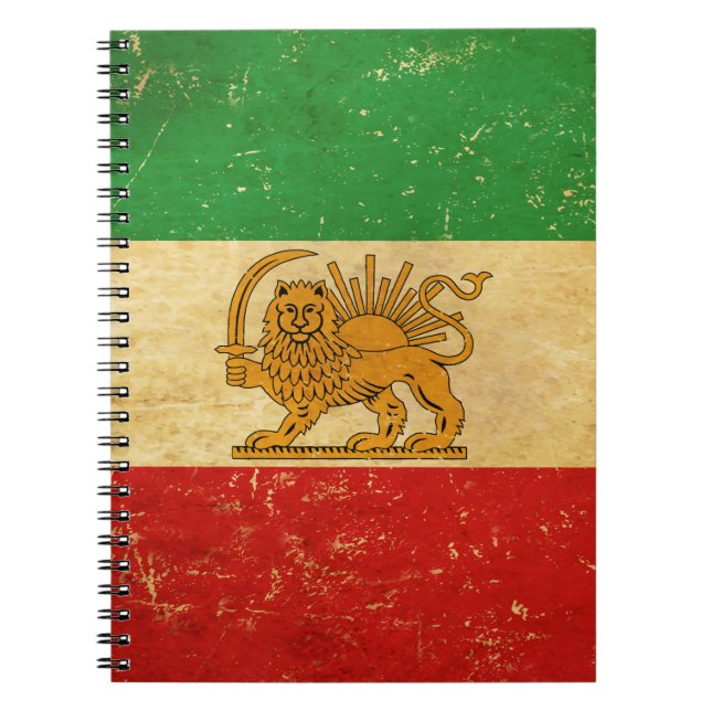 Caderno Espiral Irã Flag Lion e Sun Shah do Irã Flag Notebook (Frente)