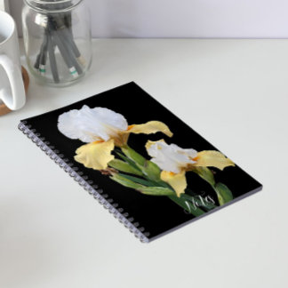 Caderno Espiral Íris Florais Brancas e Amarelas