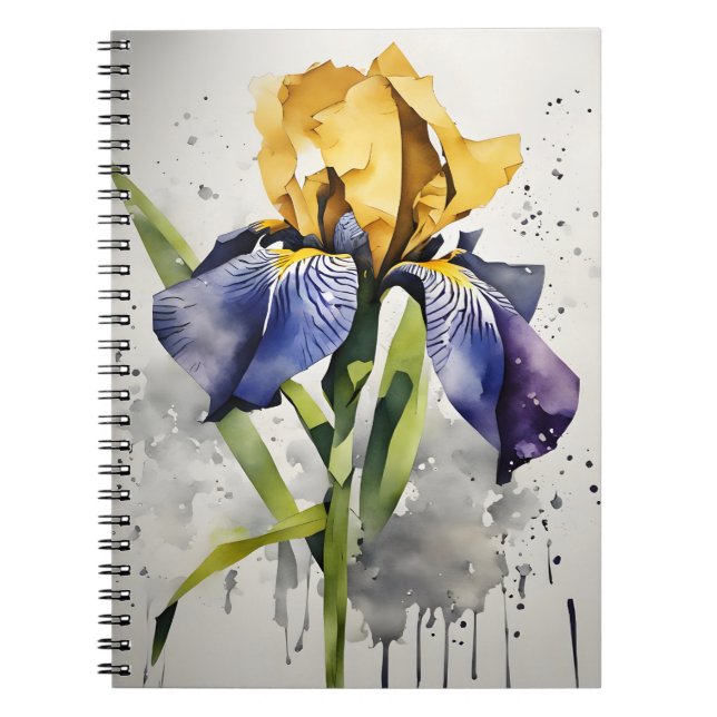 Caderno Espiral Íris - Flores aquarela (Frente)