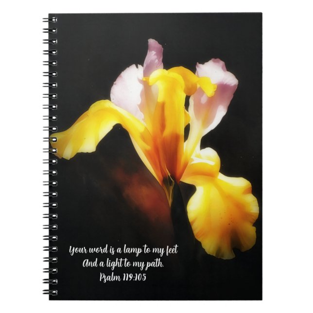 Caderno Espiral Iris Flower Light Bible Verse Prayer Journal (Frente)