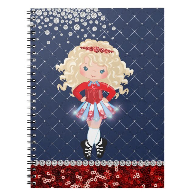 Caderno Espiral Irish Dance Blond Girl Soft Calçado Blue, Red (Frente)