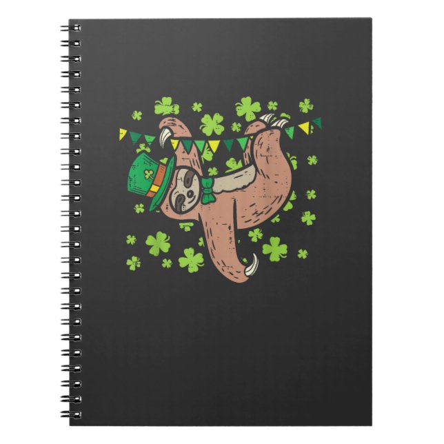 Caderno Espiral Irish Leprechaun Sloth Shamrock St Patricks Day An (Frente)