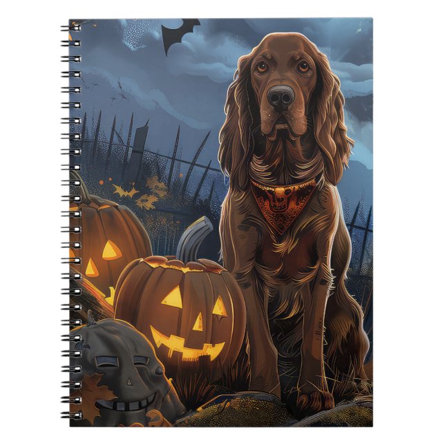 Caderno Espiral Irish Red Setter Halloween Spooky (Frente)
