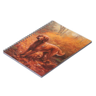 Caderno Espiral Irlandês Red Setter no outono deixa cair inspiraçã