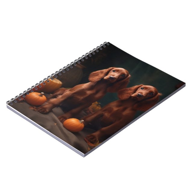 Caderno Espiral Irlandês Red Setter Puppy Autumn Delight Pumpkin (Left Side)