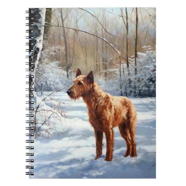Caderno Espiral Irlandês Terrier Deixe-o nevar no Natal (Frente)