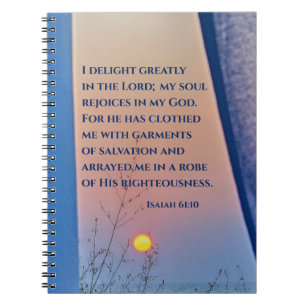 Caderno Espiral Isaiah 61:10 Eu me deleito muito na Bíblia do Sen