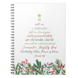 Caderno Espiral Isaiah 9:6 Para nós Uma Criança é Natal Nascer