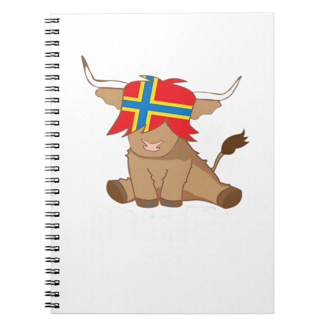 Caderno Espiral Isle, bandeira de Orkney, presente de vaca escoces (Frente)