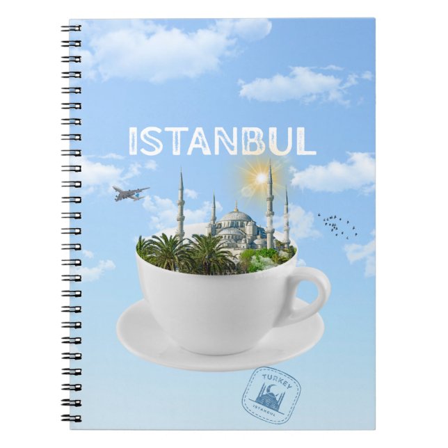 Caderno Espiral Istambul em Teacup - Skyline - Presente Turco (Frente)