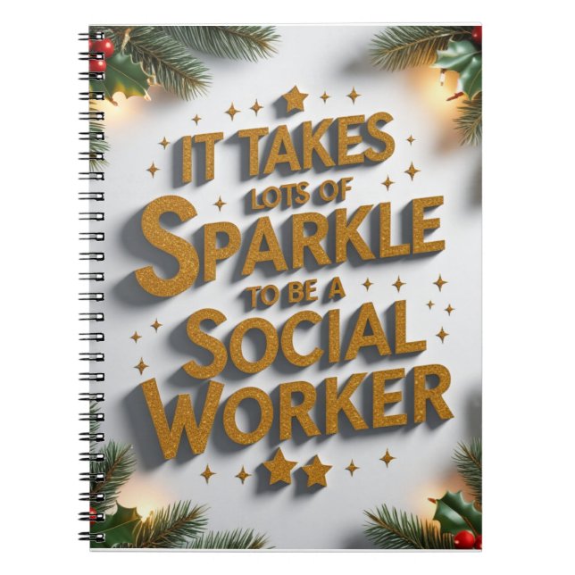 Caderno Espiral It Takes Lots of Sparkle to Be a Social Worker  (Frente)