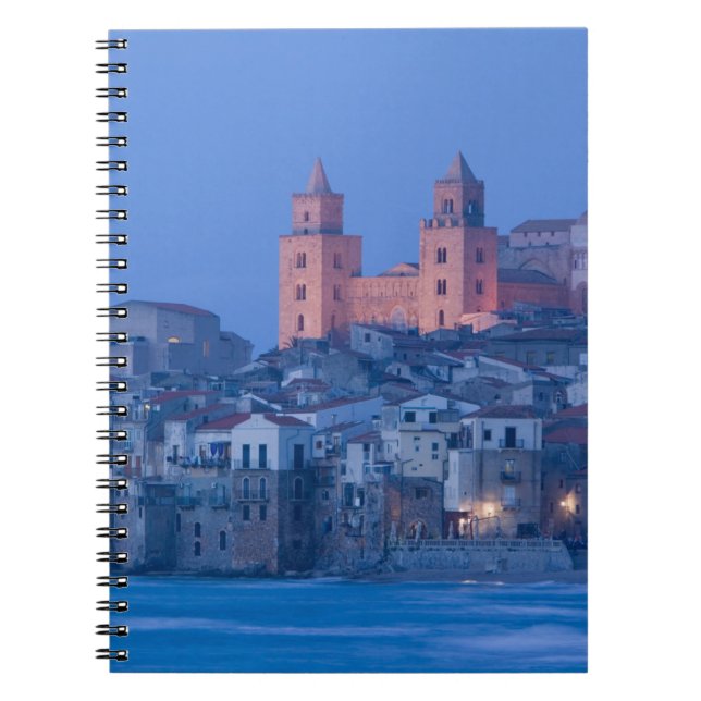 Caderno Espiral Itália, Sicília, Cefalu, Vista com Duomo de (Frente)