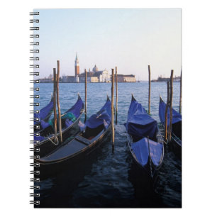 Caderno Espiral Itália, Veneto, Veneza, Fileira de Gôndolas e San