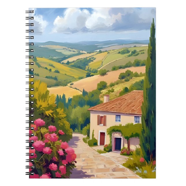 Caderno Espiral Italian Countryside | Vineyard Watercolor Travel (Frente)