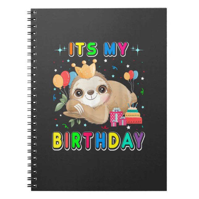 Caderno Espiral Its My Birthday Cute Sloth Birthday Party Costumes (Frente)