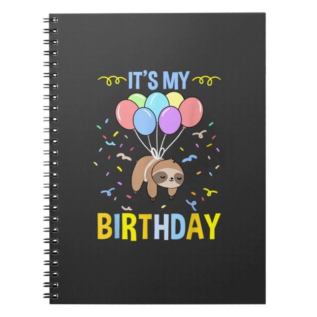 Caderno Espiral Its My Birthday Sloth T-Shirt (Frente)
