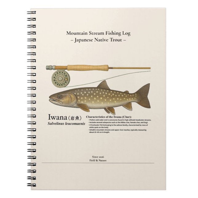 Caderno Espiral Iwana Mountain Stream Fishing Log Photo Notebook (Frente)