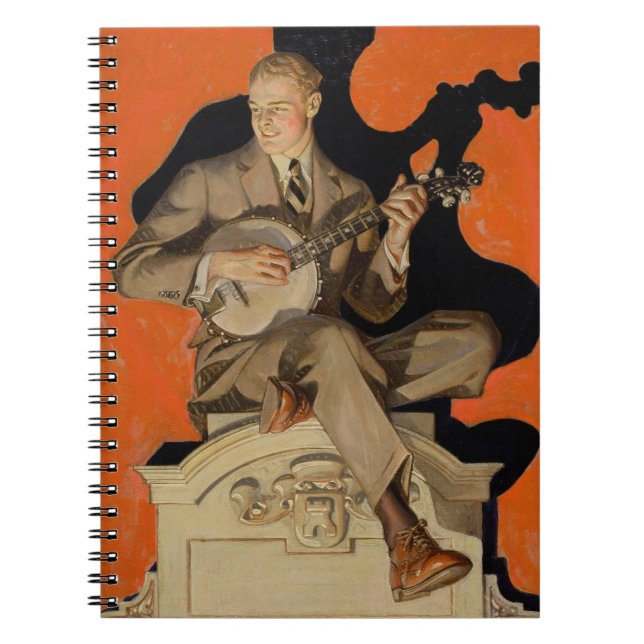 Caderno Espiral J.C. Leyendecker Banjo Player 1920 Art Deco Art (Frente)