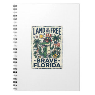 Caderno Espiral Jacaré Patriótico da Flórida 4 de Julho