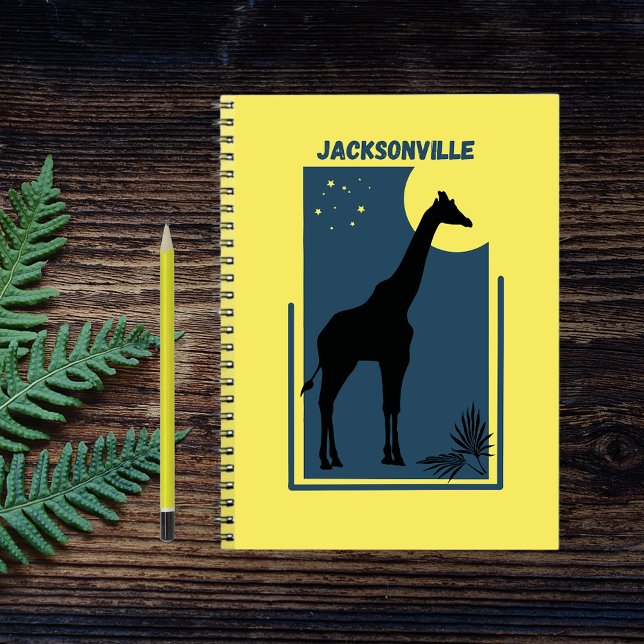 Caderno Espiral Jacksonville Zoo Florida Vintage Giraffe (Criador carregado)