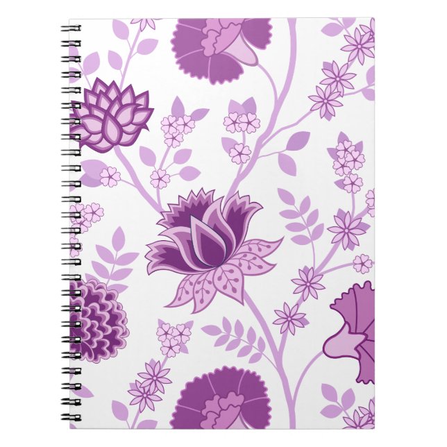 Caderno Espiral Jacobean Floral Lg Pattern Pinks em Branco (Frente)