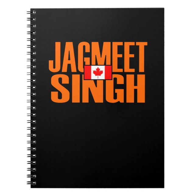 Caderno Espiral Jagmet Singh Orange Block Text Flag Canadense (Frente)
