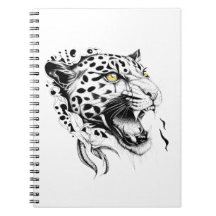 Caderno Espiral Jaguar Wild Animal Nature Illustration Art Tattoo