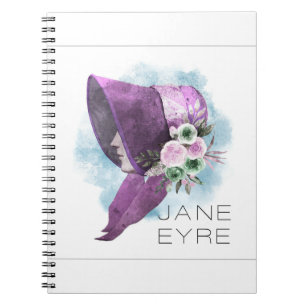 Caderno Espiral Jane Eyre Bonnet Flores Roxo e Azul
