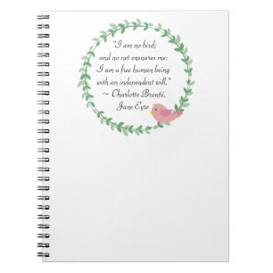 Caderno Espiral Jane Eyre Eu Não Sou Uma Citação De Pássaros