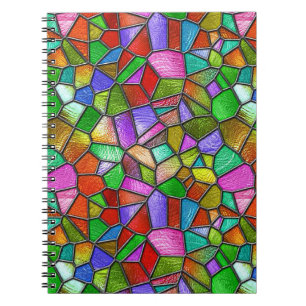 Caderno Espiral Janela Colorida de Vidro Pintado Abstrato