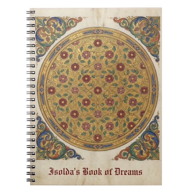 Caderno Espiral Janela Mística Rosa Iluminada: Gótico Medieval (Frente)