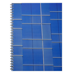 Caderno Espiral Janelas de vidro azul e branco