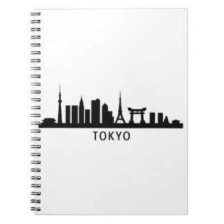 Caderno Espiral Japan Cityscape Travel | Tokyo Skyline Silhouette